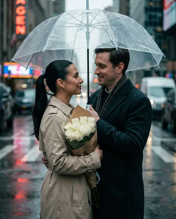 AI-generated Rainy Umbrella Bouquet Date made with Nano Banana Pro