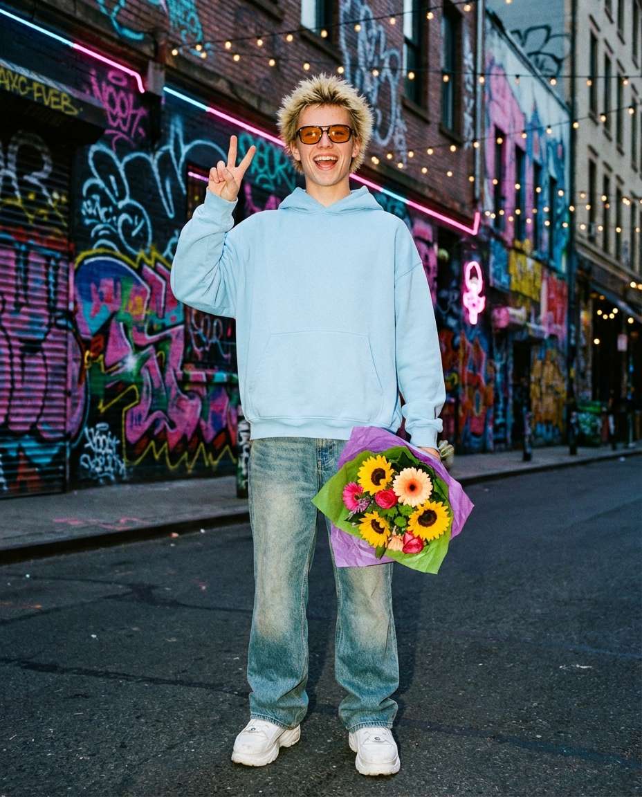 AI-generated Y2K Floral Pop Portrait made with Nano Banana Pro