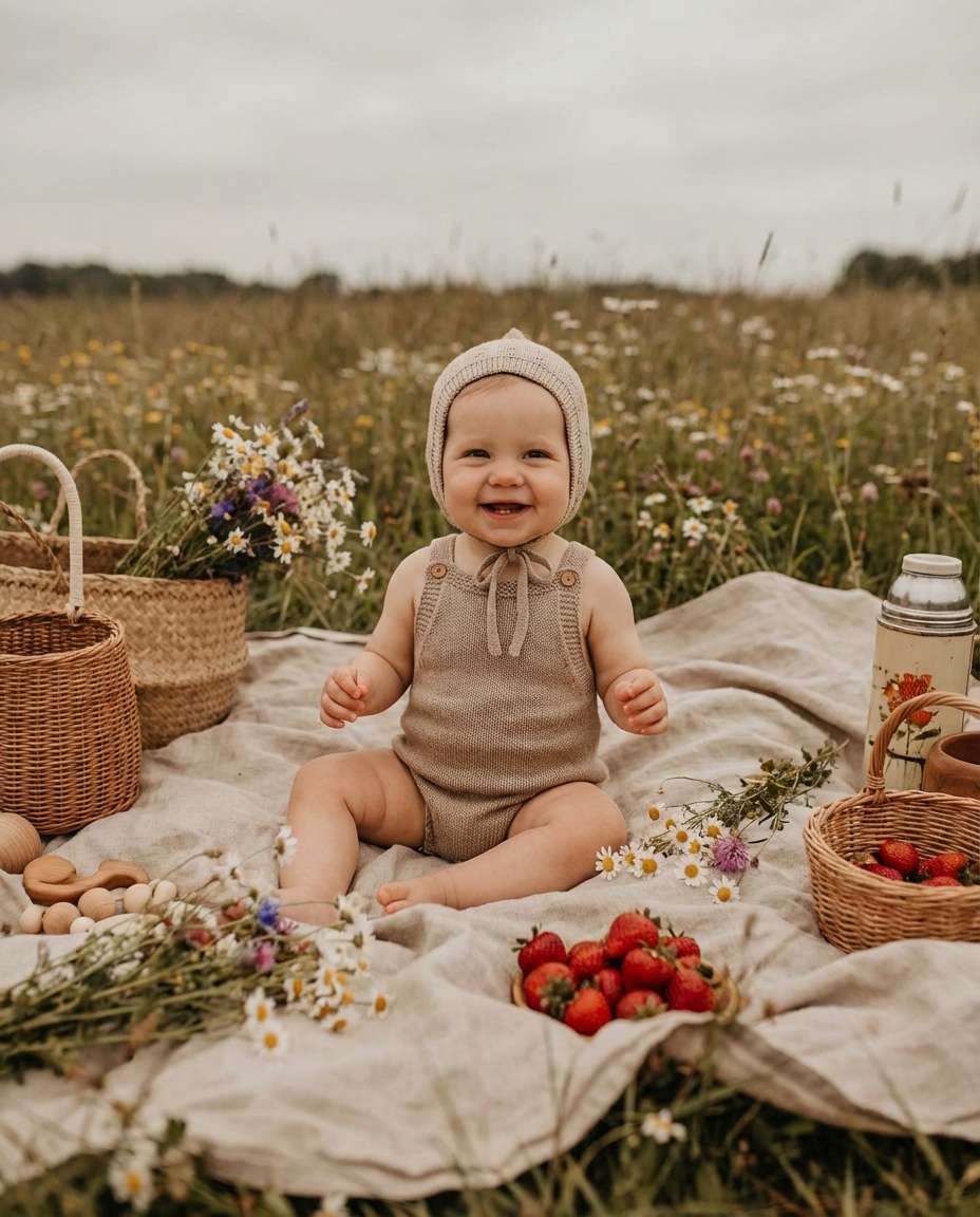 AI-generated Cottagecore Flower Field Picnic made with Nano Banana Pro