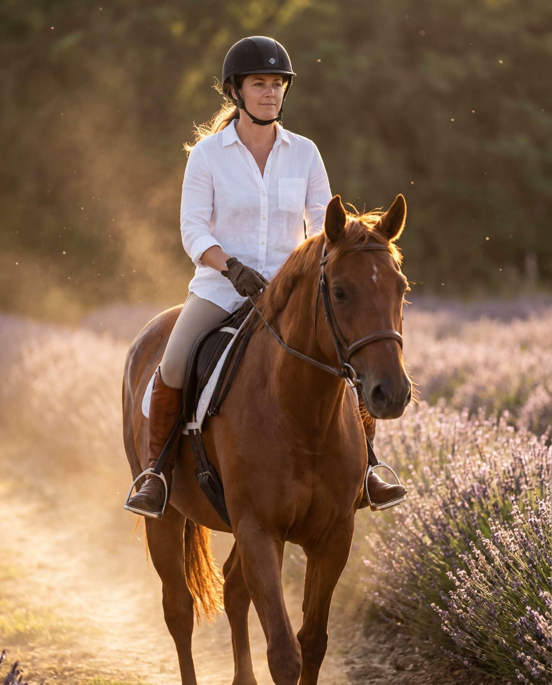 AI-generated Horseback Lavender Ride made with Nano Banana Pro