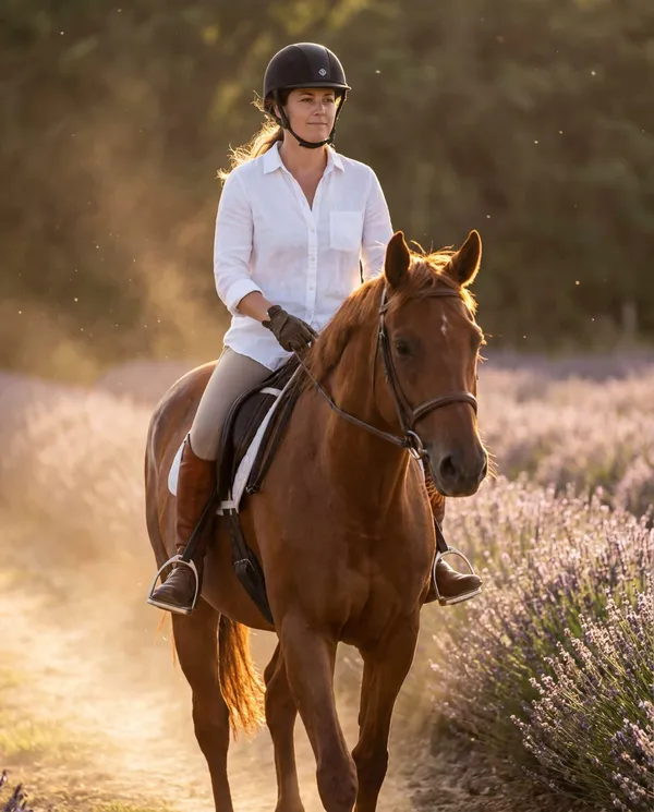 AI-generated Horseback Lavender Ride made with Nano Banana Pro