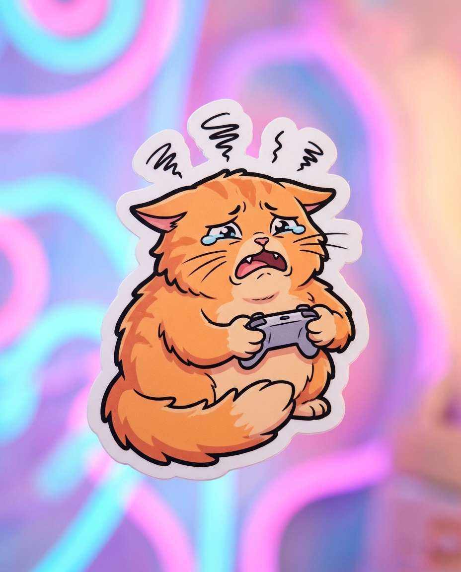 AI-generated Gamer Cat Sticker made with Nano Banana Pro