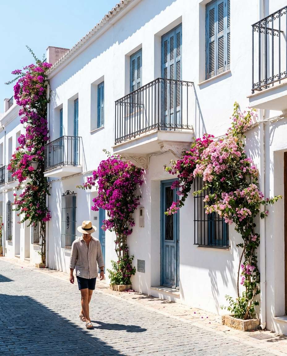 AI-generated Mediterranean Bougainvillea Street made with Nano Banana Pro