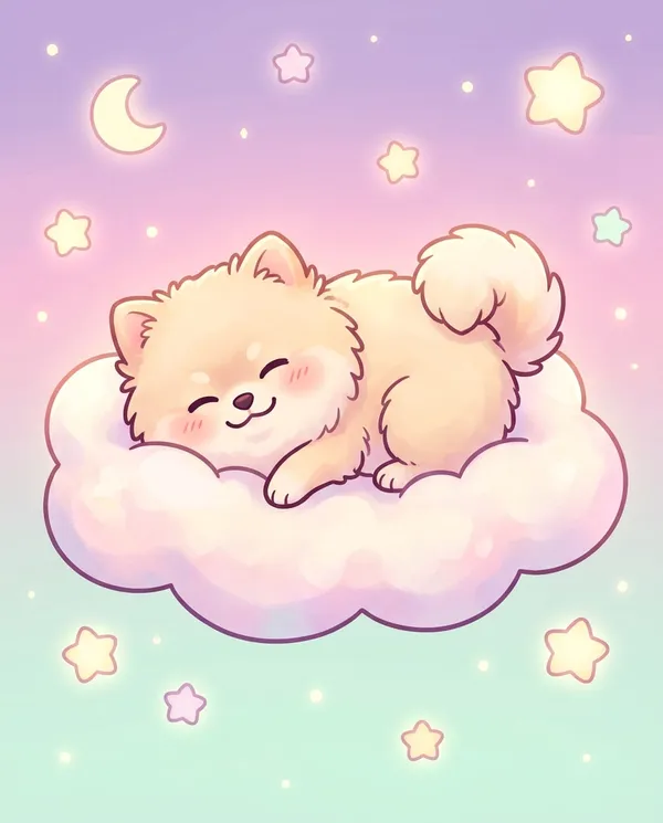 AI-generated Sleepy Pomeranian on a Cloud made with Nano Banana Pro