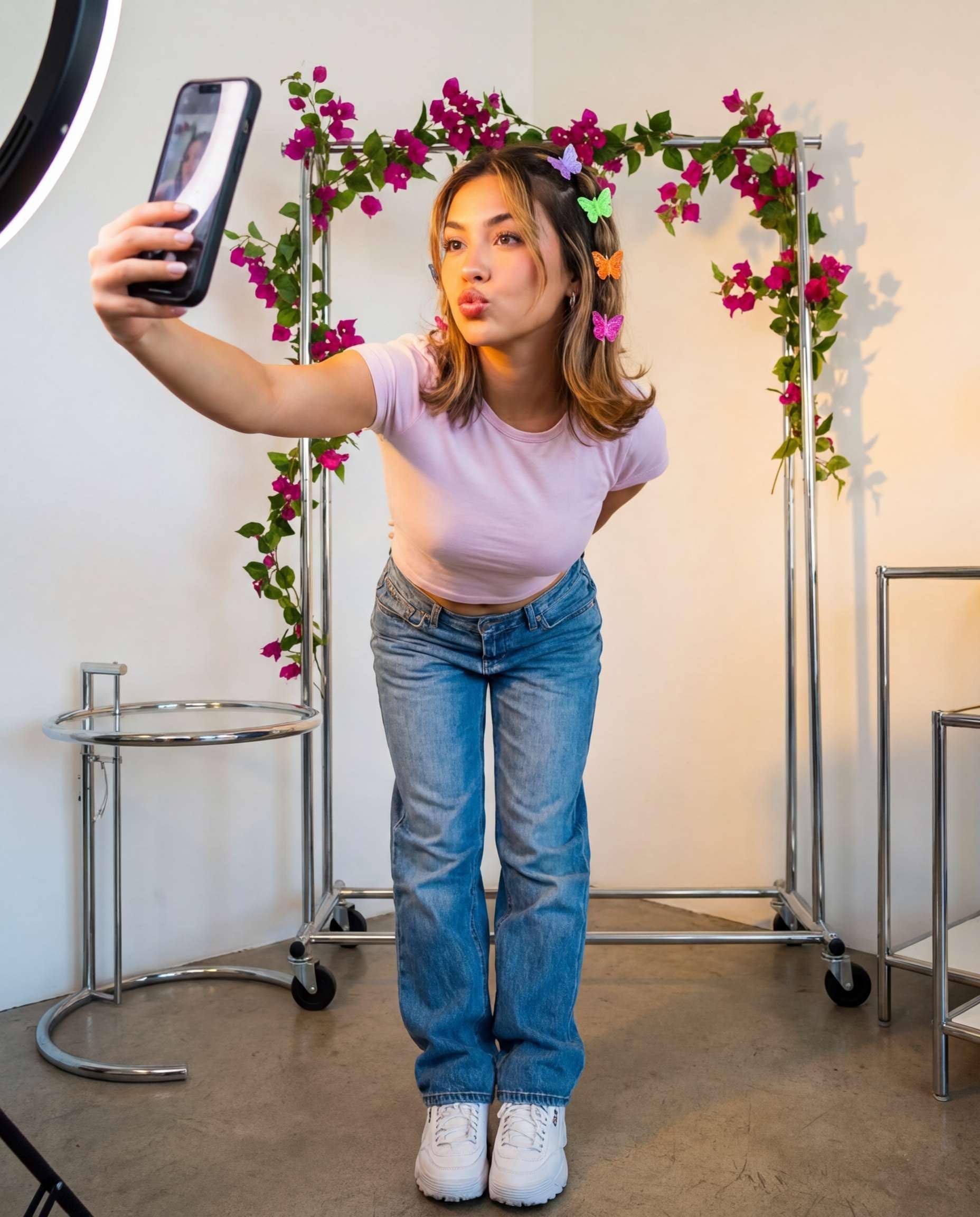 AI-generated Y2K Bougainvillea Mirror Selfie made with Nano Banana Pro