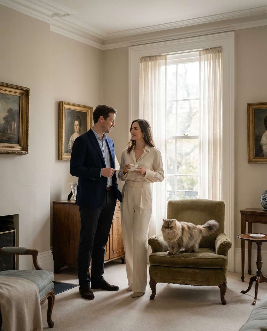 AI-generated Classic Townhouse Couple Portrait made with Nano Banana Pro