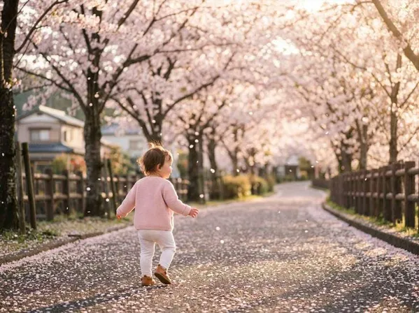 AI-generated Cherry Blossom Stroller Walk made with Nano Banana Pro
