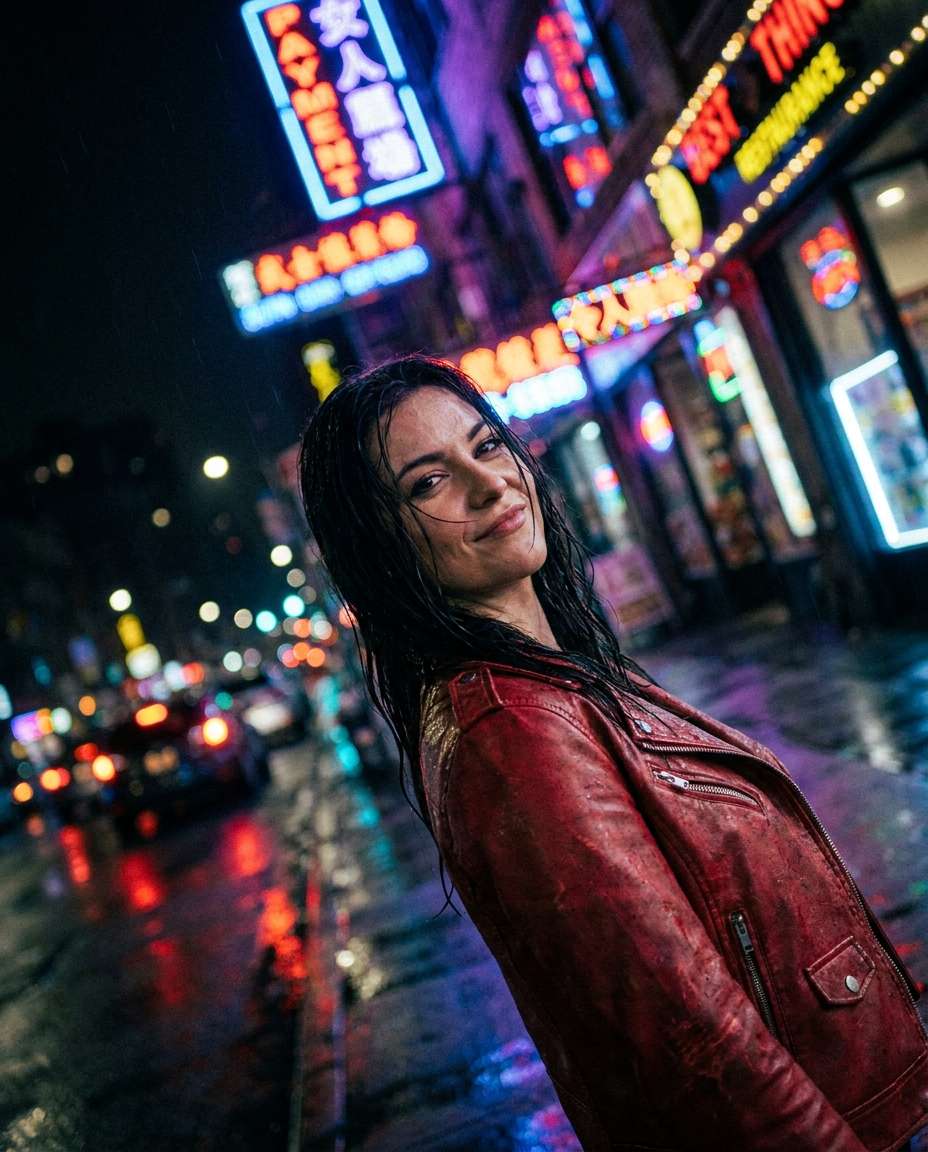 AI-generated Dutch-Tilt Night Street made with Nano Banana Pro