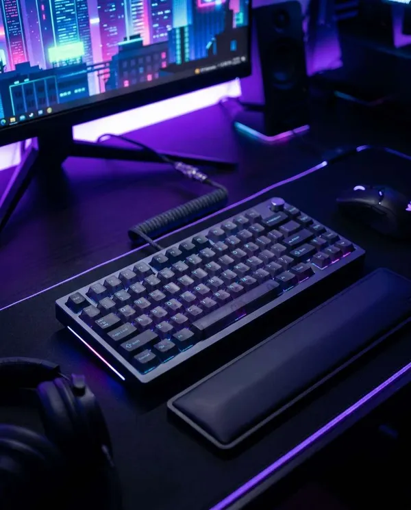 AI-generated Neon Gaming Keyboard Product Photo made with Nano Banana Pro