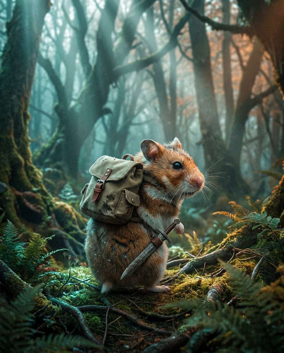 AI-generated Hamster Adventure on a Forest Trail made with Nano Banana Pro