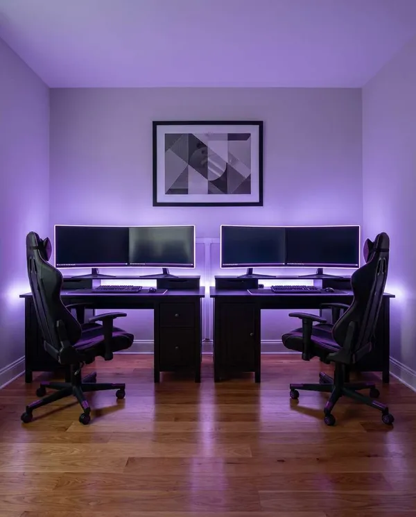 AI-generated Dual Desk Gaming Room made with Nano Banana Pro
