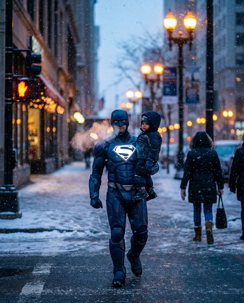 AI-generated Snowy Night Rescuer made with Nano Banana Pro