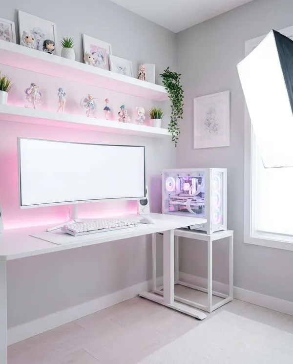 AI-generated White Gaming Room made with Nano Banana Pro