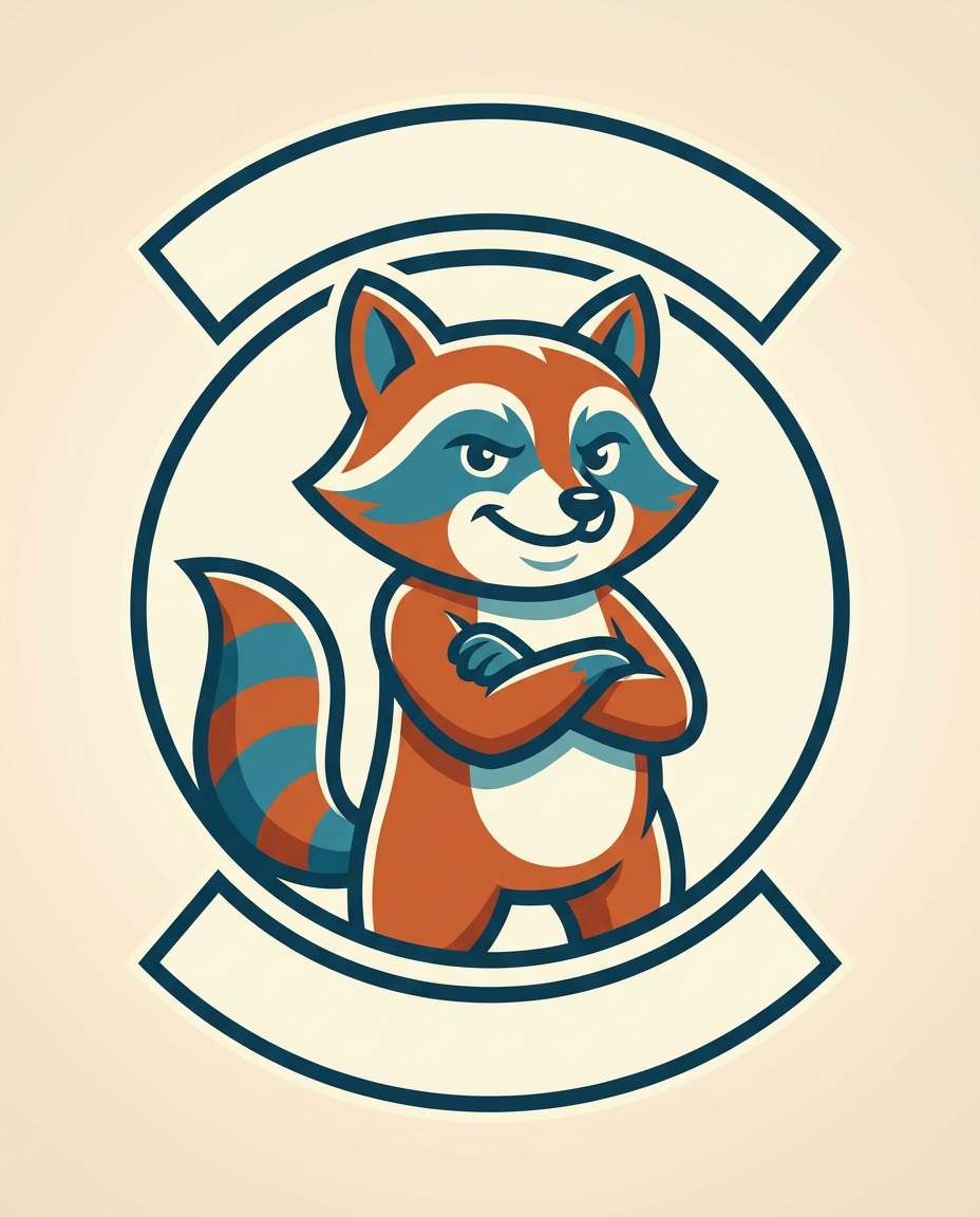 AI-generated Mascot Raccoon Logo Pose made with Nano Banana Pro