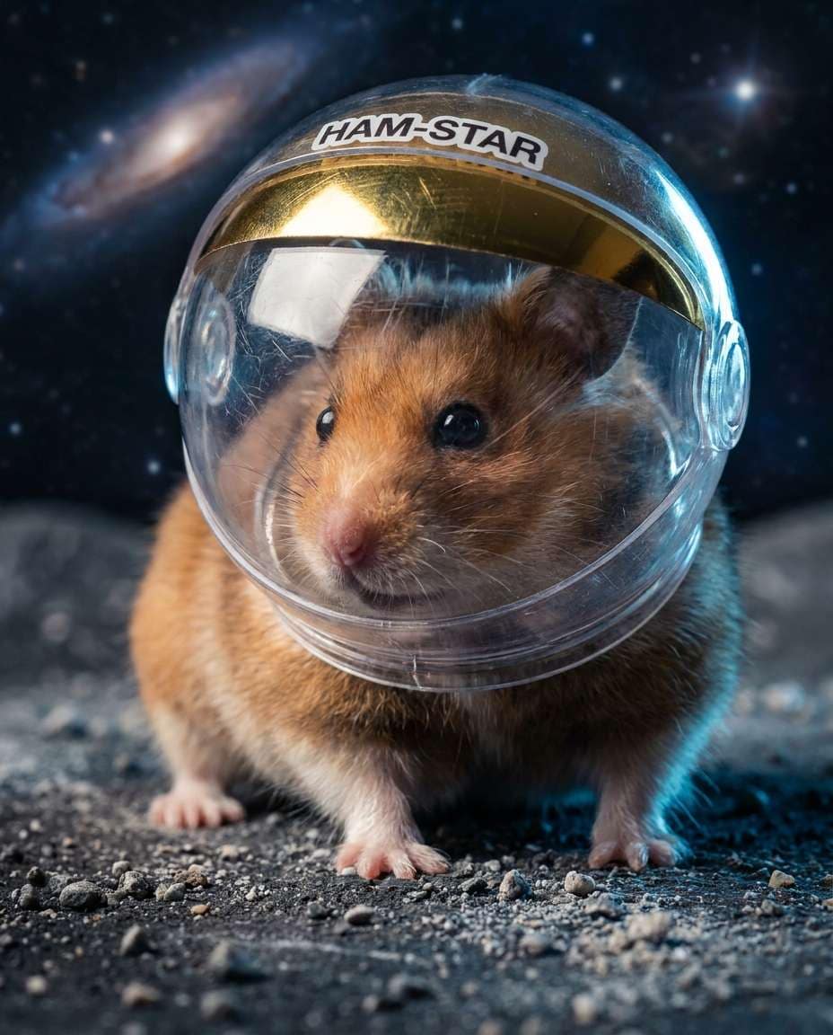 AI-generated Hamster in an Astronaut Helmet made with Nano Banana Pro