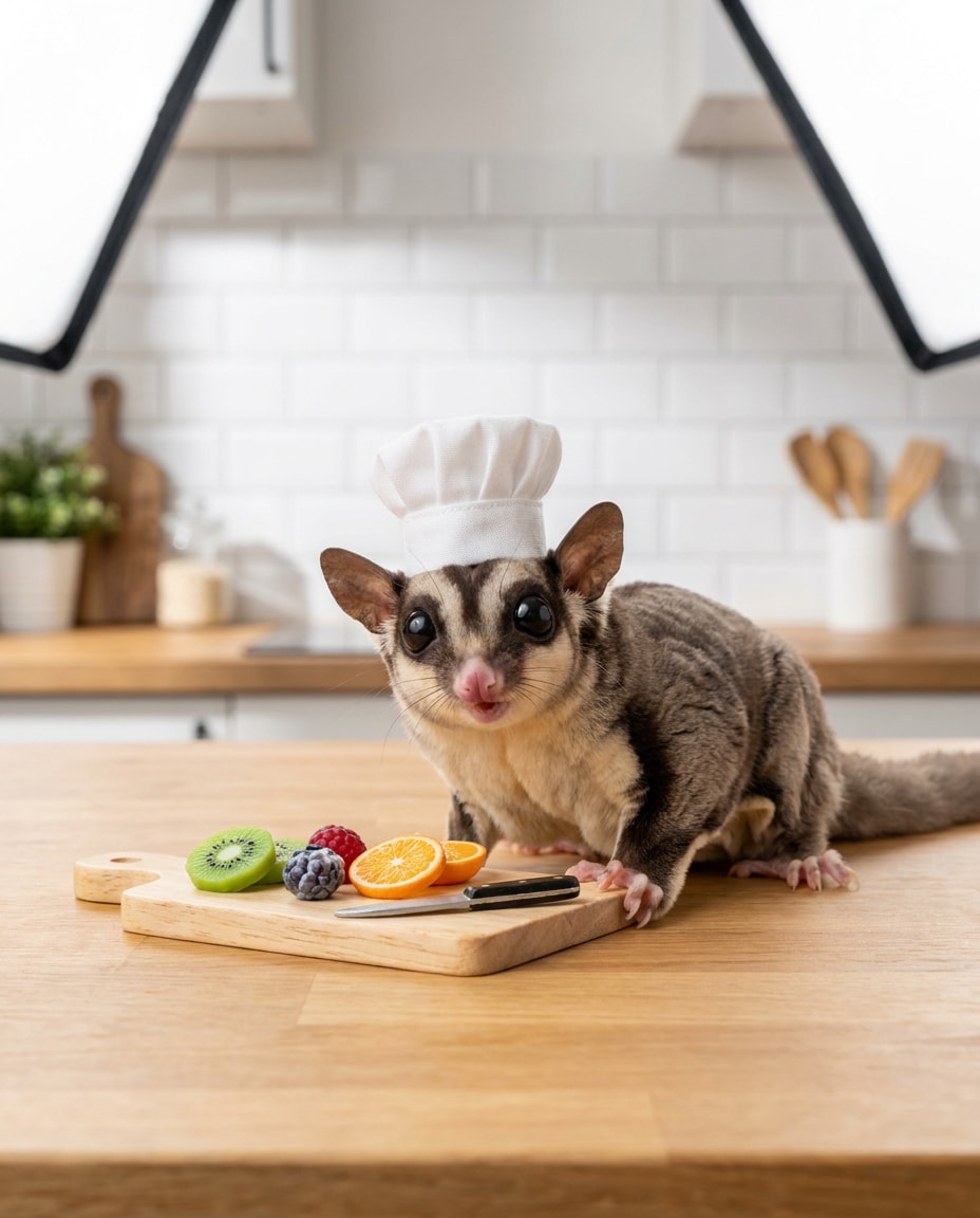 AI-generated Sugar Glider with a Tiny Chef Hat made with Nano Banana Pro