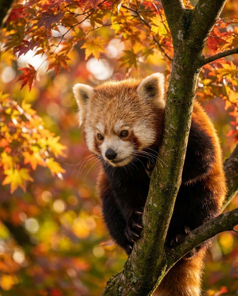 AI-generated Red Panda Among Autumn Leaves made with Nano Banana Pro