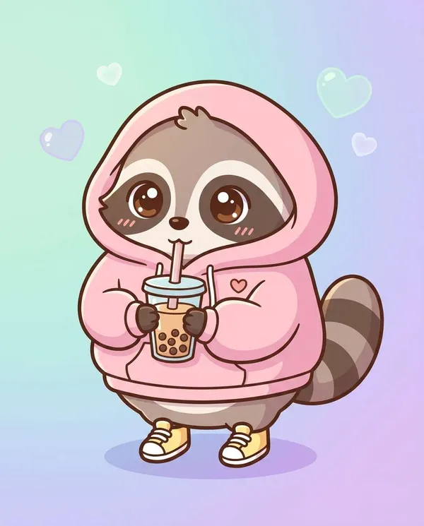 AI-generated Hoodie Raccoon Character made with Nano Banana Pro