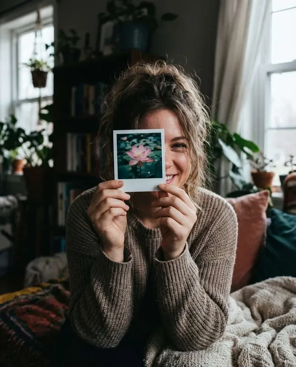 AI-generated Polaroid Lotus Portrait made with Nano Banana Pro