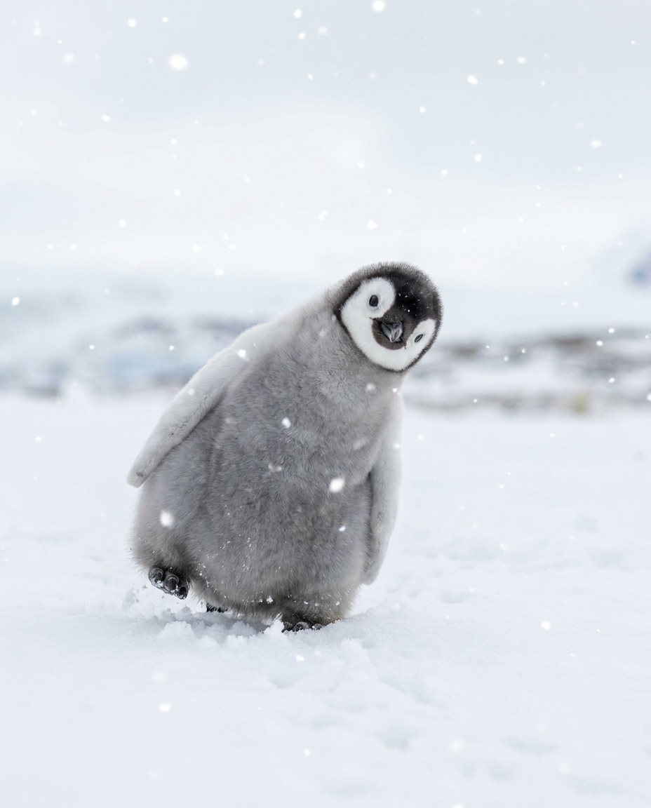 AI-generated Baby Penguin in Fresh Snow made with Nano Banana Pro