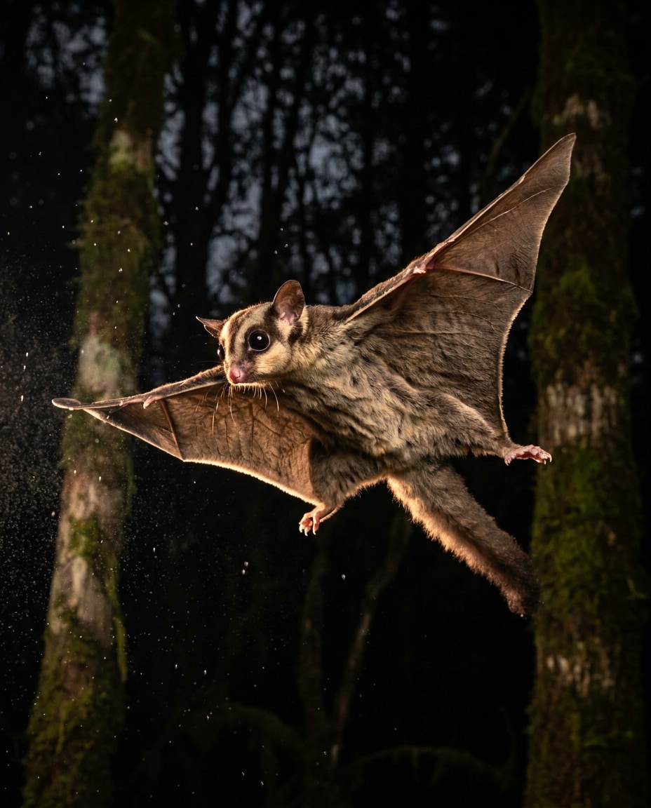 AI-generated Sugar Glider Gliding Mid-Air made with Nano Banana Pro