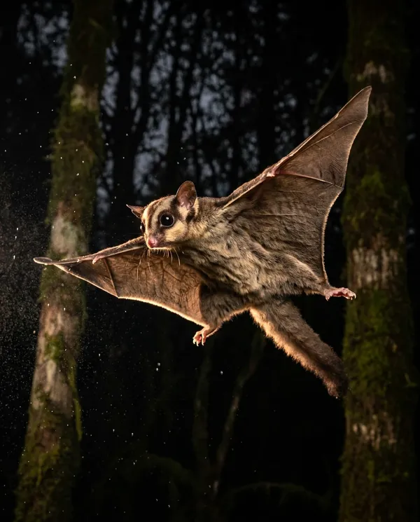 AI-generated Sugar Glider Gliding Mid-Air made with Nano Banana Pro