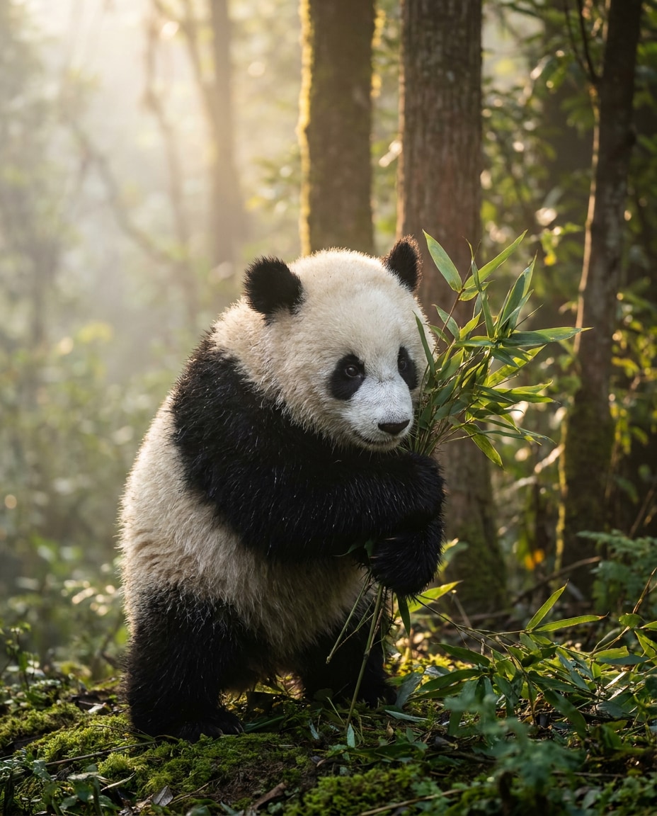 AI-generated Baby Panda Hugging Bamboo made with Nano Banana Pro