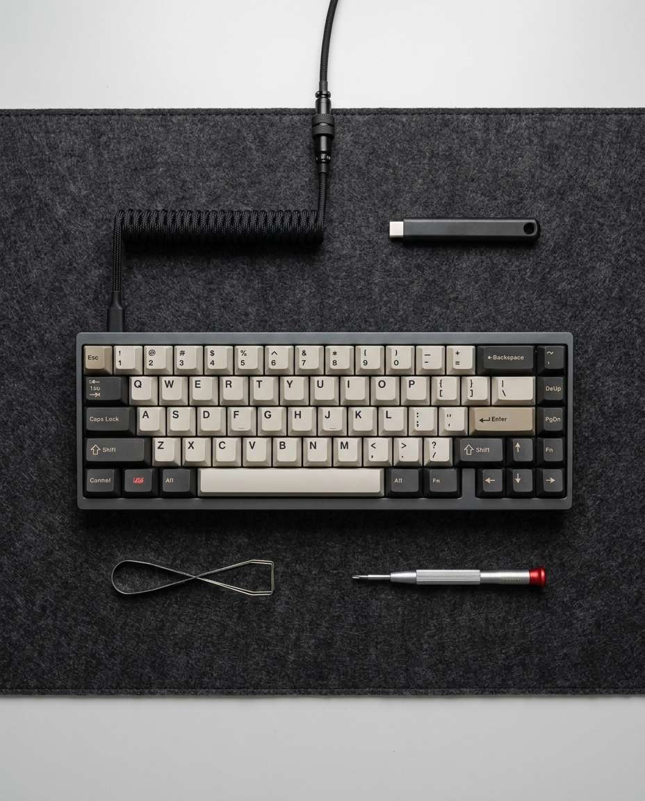 AI-generated Keyboard Accessories Top-Down Flat Lay made with Nano Banana Pro