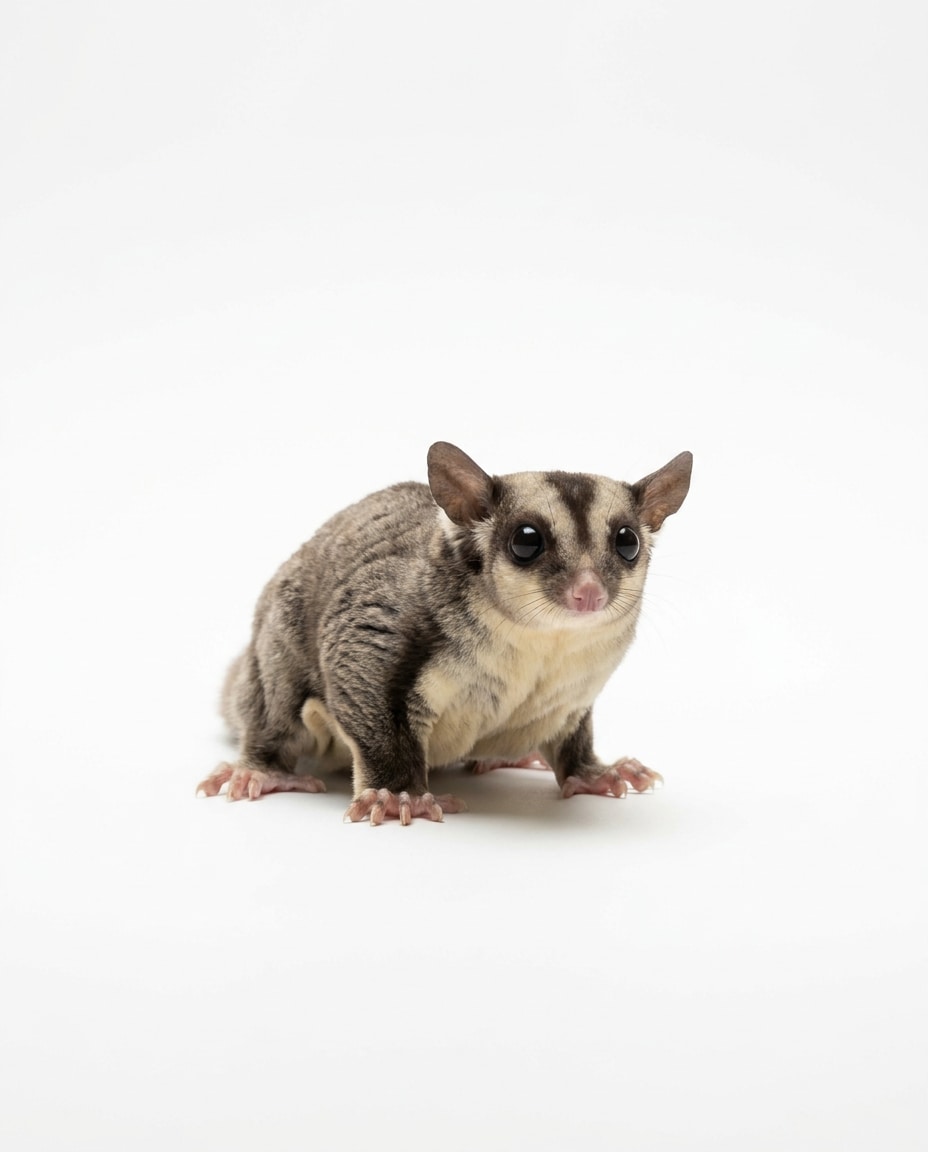 AI-generated Sugar Glider in a White Studio made with Nano Banana Pro