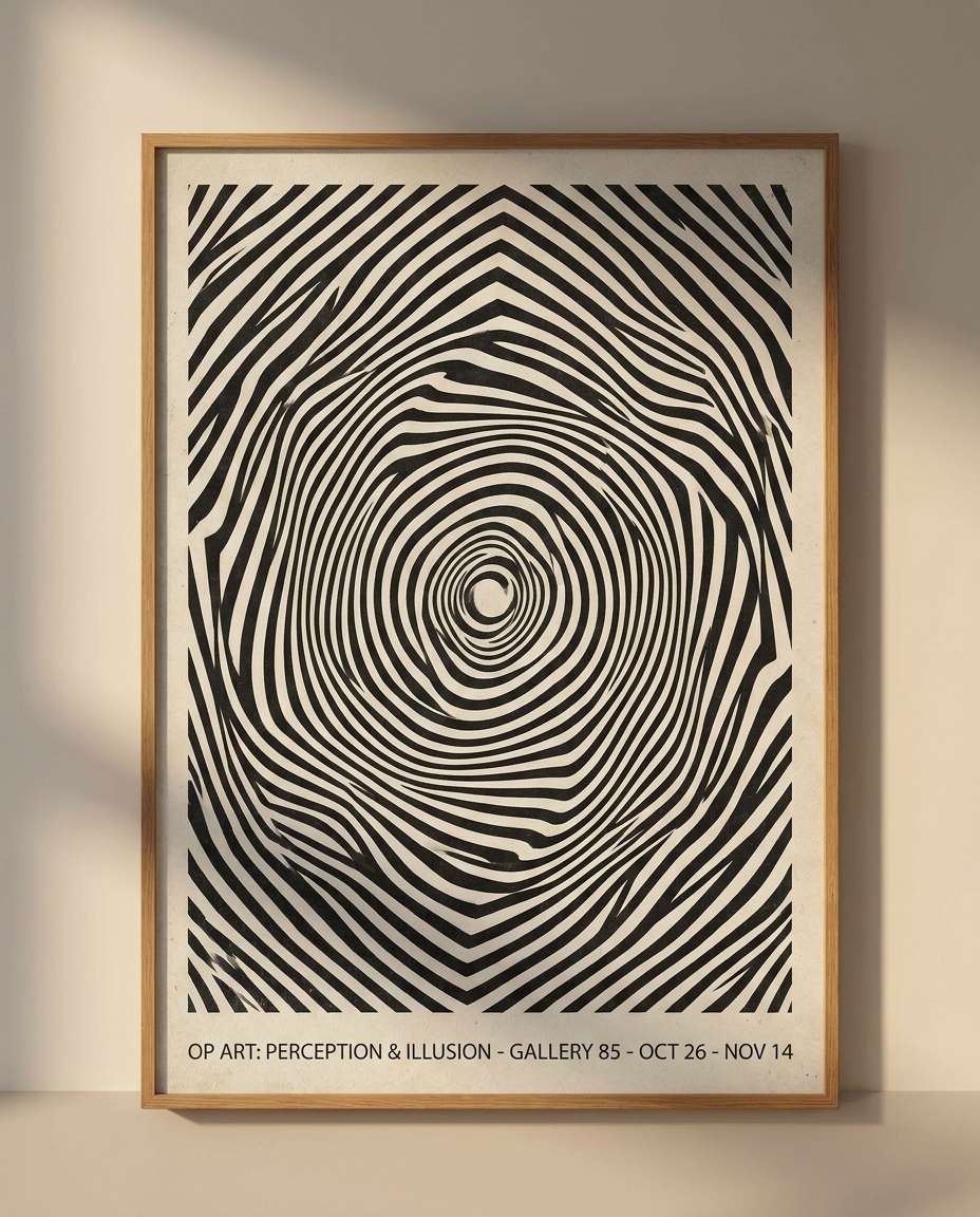 AI-generated Op Art Illusion Poster made with Nano Banana Pro