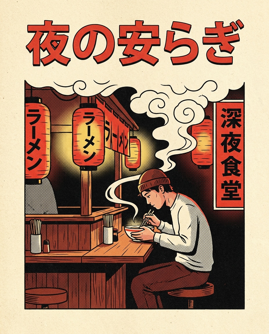 AI-generated Ramen Shop Night Poster made with Nano Banana Pro