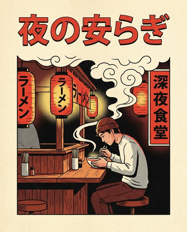 AI-generated Ramen Shop Night Poster made with Nano Banana Pro