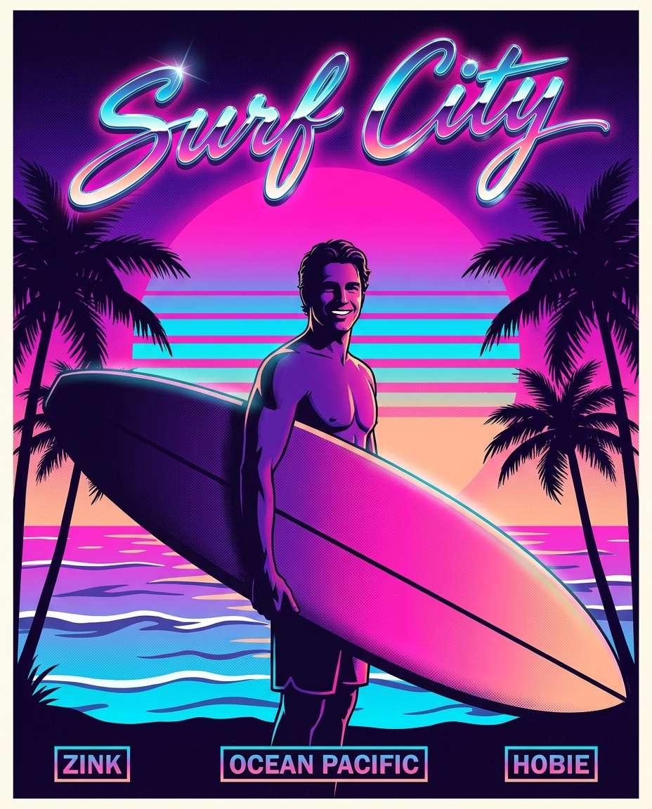 AI-generated Surf Club Summer Poster made with Nano Banana Pro