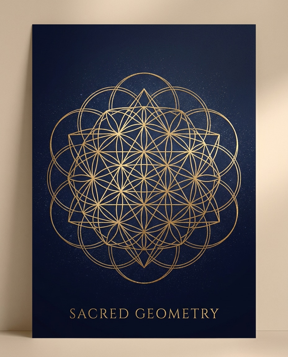 AI-generated Golden Sacred Geometry Poster made with Nano Banana Pro