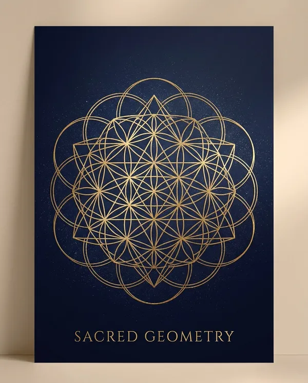 AI-generated Golden Sacred Geometry Poster made with Nano Banana Pro
