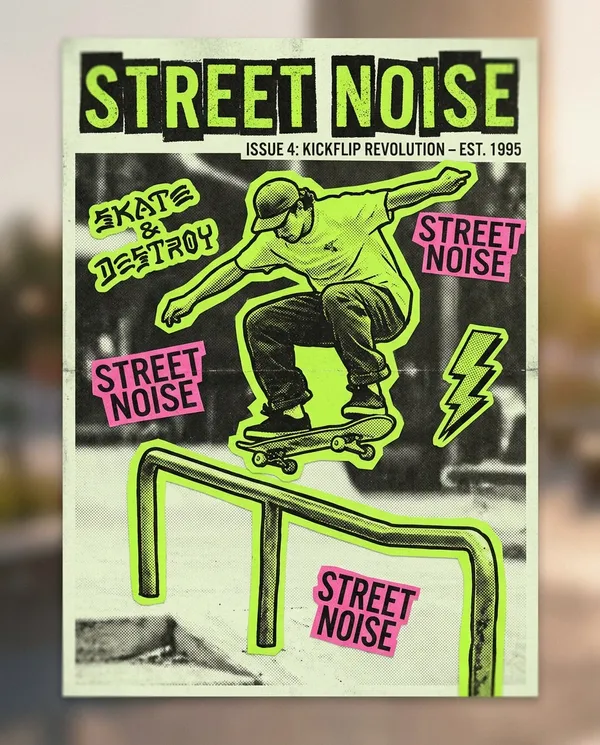 AI-generated Retro Skate Zine Poster made with Nano Banana Pro