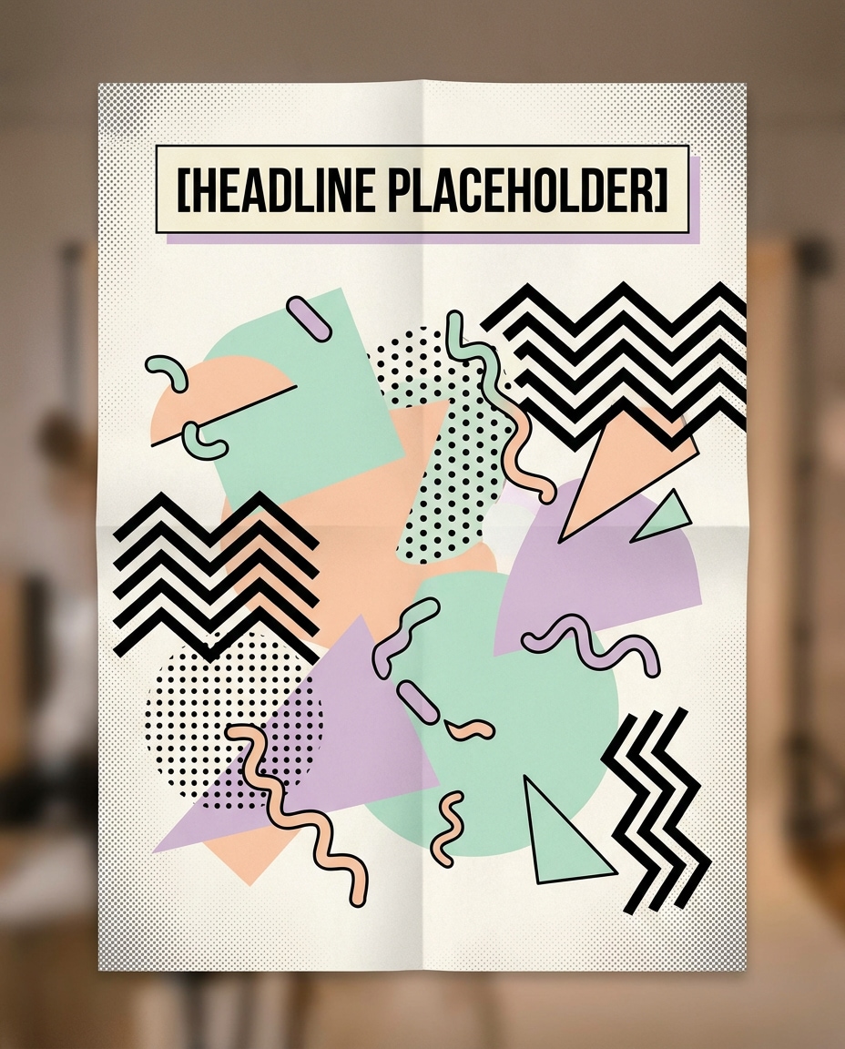 AI-generated Memphis Pop Pattern Poster made with Nano Banana Pro