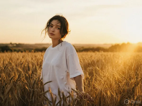 AI-generated Golden Hour Film Portrait in a Wheat Field made with Grok Imagine Image 2.0