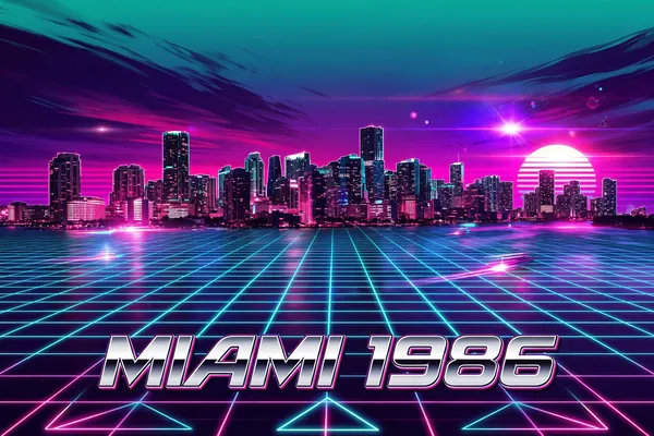 AI-generated Synthwave City Poster made with Meta Muse Image