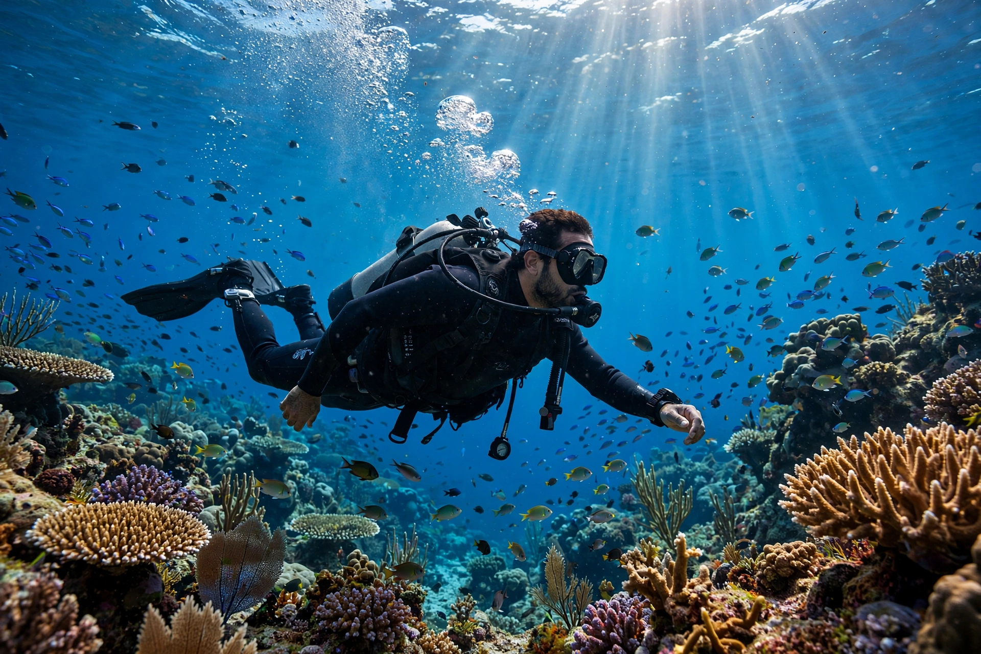 AI-generated Underwater Diving Scene made with Meta Muse Image