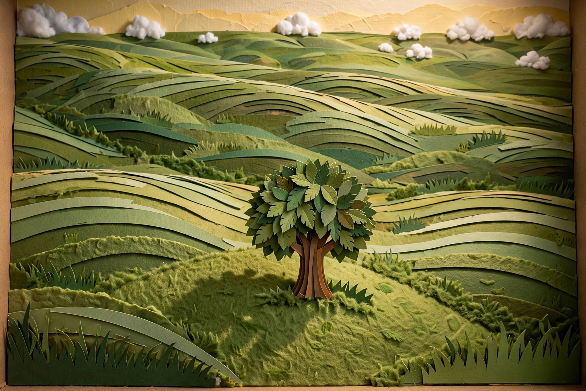 AI-generated Papercraft Diorama Landscape made with Meta Muse Image