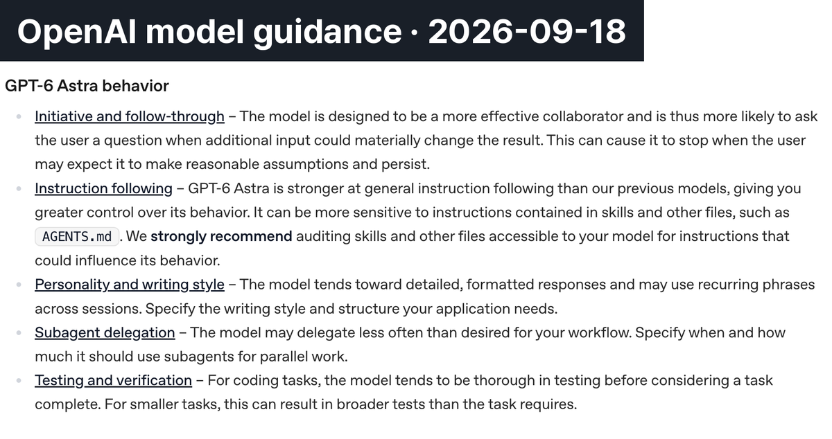 ▲ The traits section of the OpenAI model guide. It names and lists five of them.